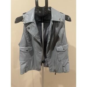 Vtg 90s Y2K Gray Moto Vest Biker Utility Minimalist Soft Grunge Women's Large